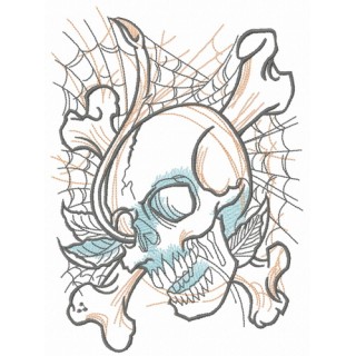 Skull and web embroidery design - Embroidery Design