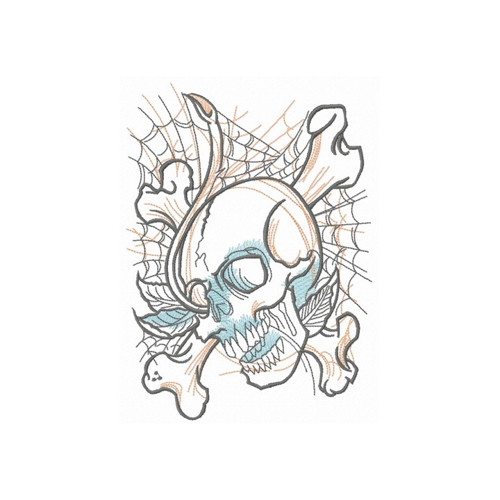 Skull and web embroidery design - Embroidery Design
