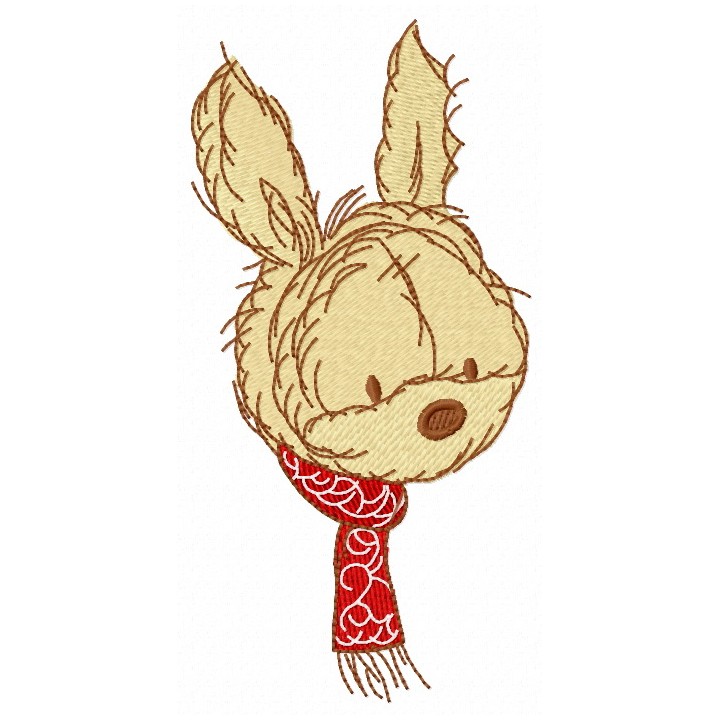 Bunny in red scarf embroidery design - Embroidery Design