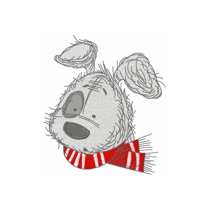 Puppy in red scarf embroidery design - Embroidery Design