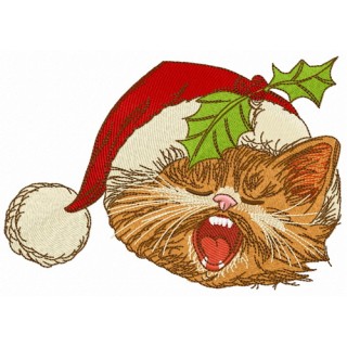 Cat sings Christmas carols 3 embroidery design - Embroidery Design