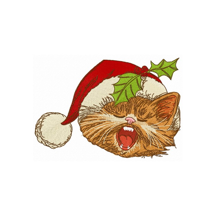Cat sings Christmas carols 3 embroidery design - Embroidery Design
