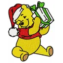 Winnie's present embroidery design featuring a festive holiday theme, perfect for Christmas stitching projects.