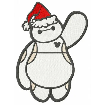 Merry Christmas Baymax embroidery design featuring a festive character, perfect for holiday stitching projects.
