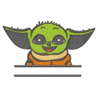 Baby Yoda monogram embroidery design - Embroidery Design