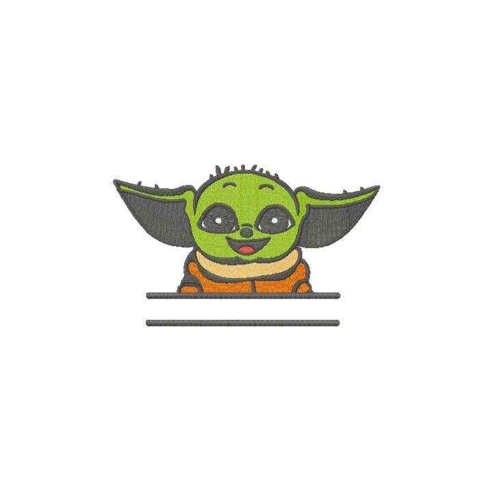 Baby Yoda monogram embroidery design - Embroidery Design