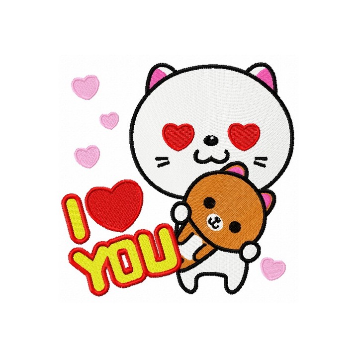 I love you kitten embroidery design - Embroidery Design