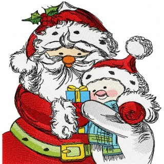 Santa and snowman 2 embroidery design - Embroidery Design