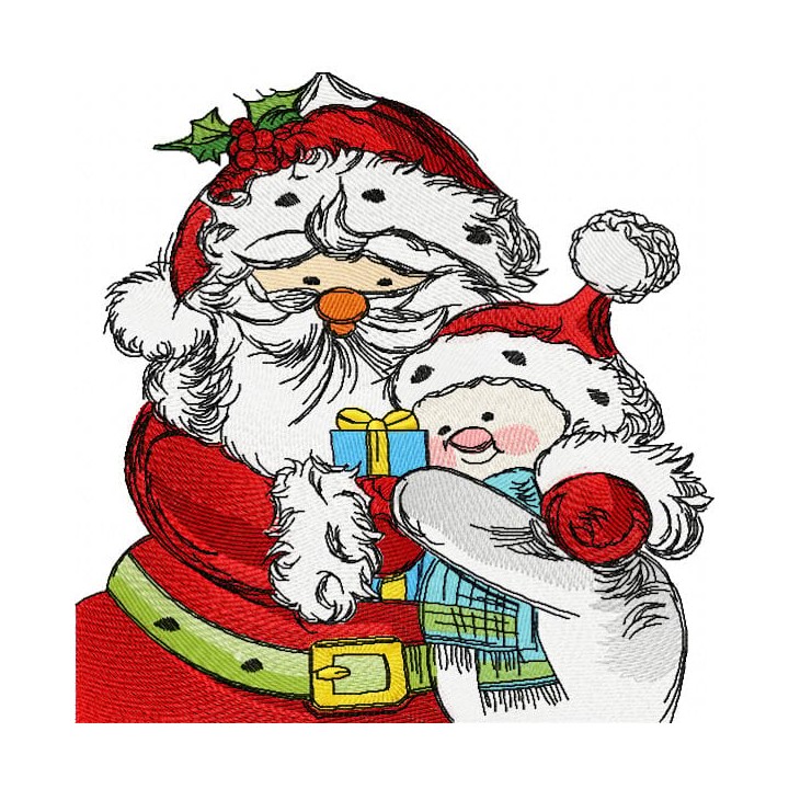 Santa and snowman 2 embroidery design - Embroidery Design