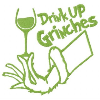 Drink up Grinches red vino embroidery design - Embroidery Design