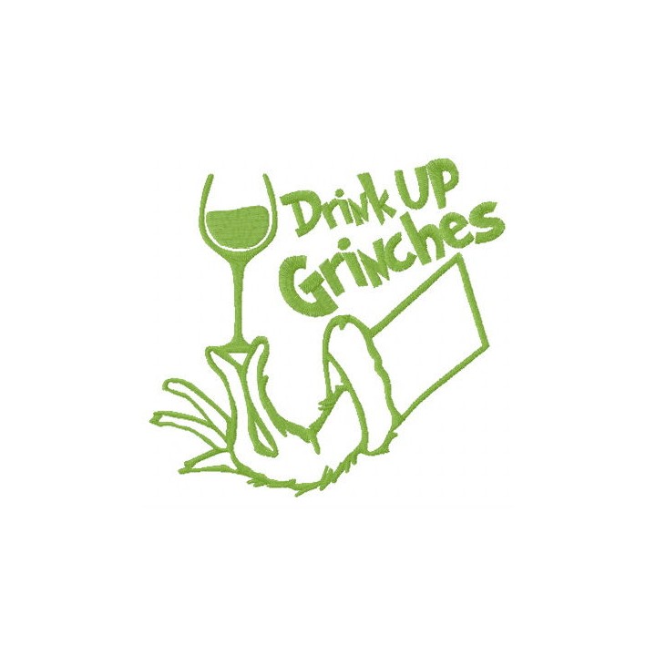 Drink up Grinches red vino embroidery design - Embroidery Design