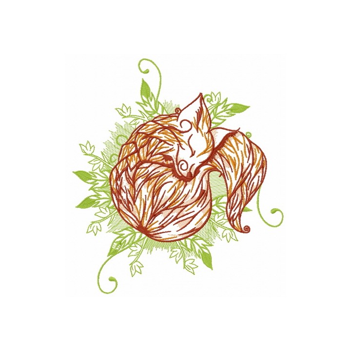 Sleeping fox 4 embroidery design - Embroidery Design