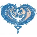 Horse heart 3 embroidery design featuring a heart-shaped motif with a horse silhouette for creative stitching.