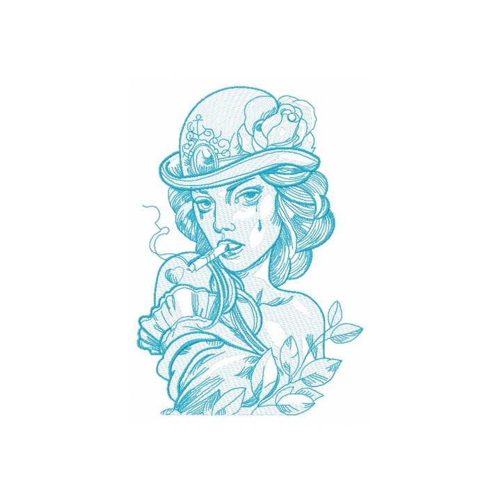 Smoking lady 2 embroidery design - Embroidery Design