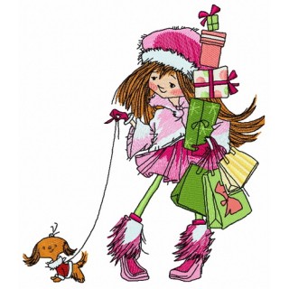 Christmas shopping 5 embroidery design - Embroidery Design