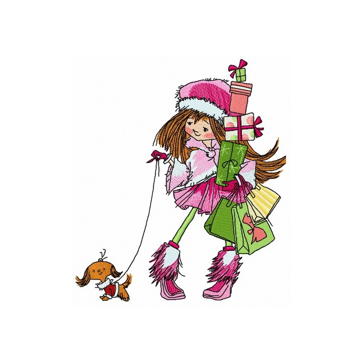 Christmas shopping 5 embroidery design - Embroidery Design