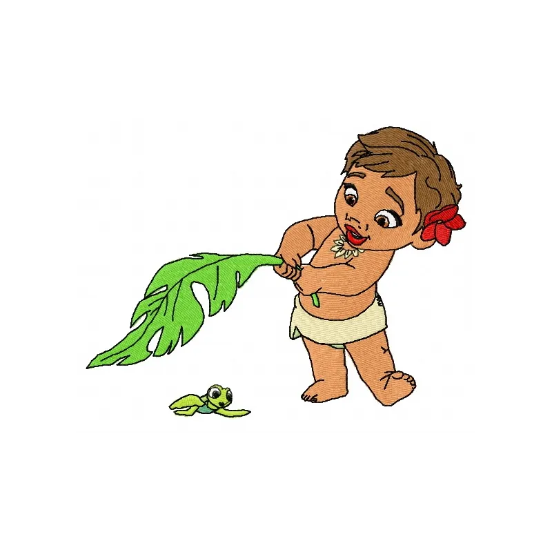 Moana embroidery design showcasing a vibrant and adventurous stitched motif for embellishing various fabric items.