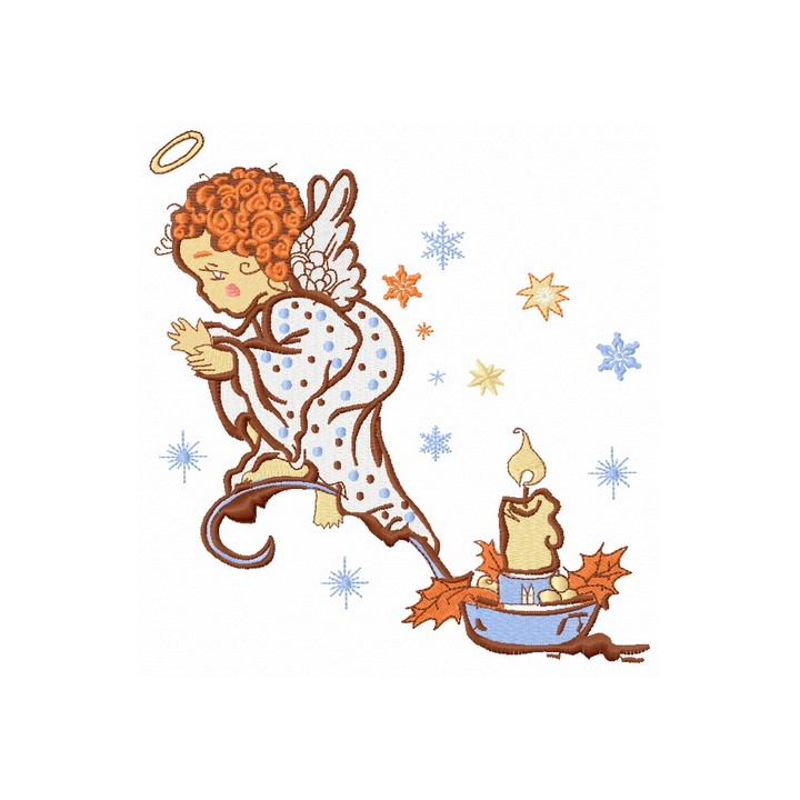 Angel with Christmas candle embroidery design - Embroidery Design