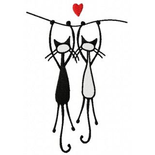 Hanging cats embroidery design - Embroidery Design