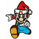 Preview of the Running for Christmas embroidery design featuring Super Mario characters in festive attire.