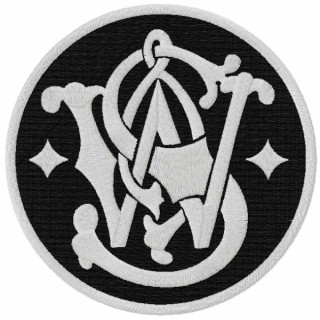 Vintage gun round logo embroidery design - Embroidery Design