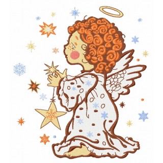 Angel with star embroidery design - Embroidery Design