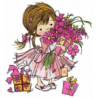Girl's birthday embroidery design - Embroidery Design