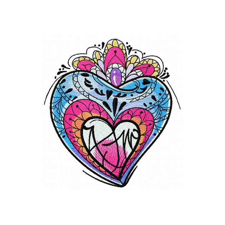 Fancy heart embroidery design - Embroidery Design