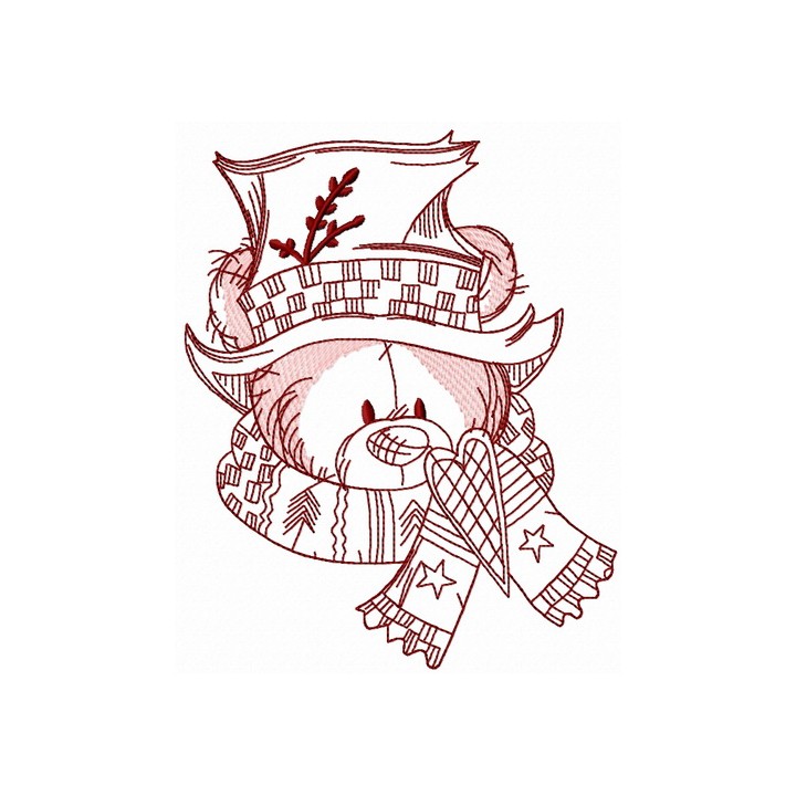 Bear with stylish top hat 2 embroidery design - Embroidery Design