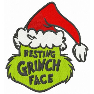 Resting Grinch face Santa hat embroidery design - Embroidery Design