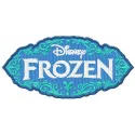 Frozen logo embroidery design showcasing intricate stitching patterns, ideal for themed apparel and accessories.