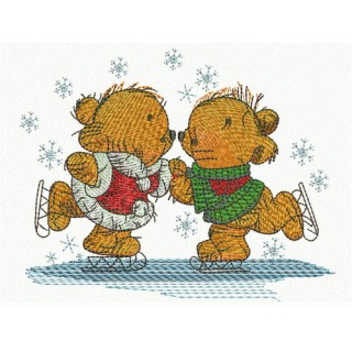Teddy bear skating embroidery design - Embroidery Design