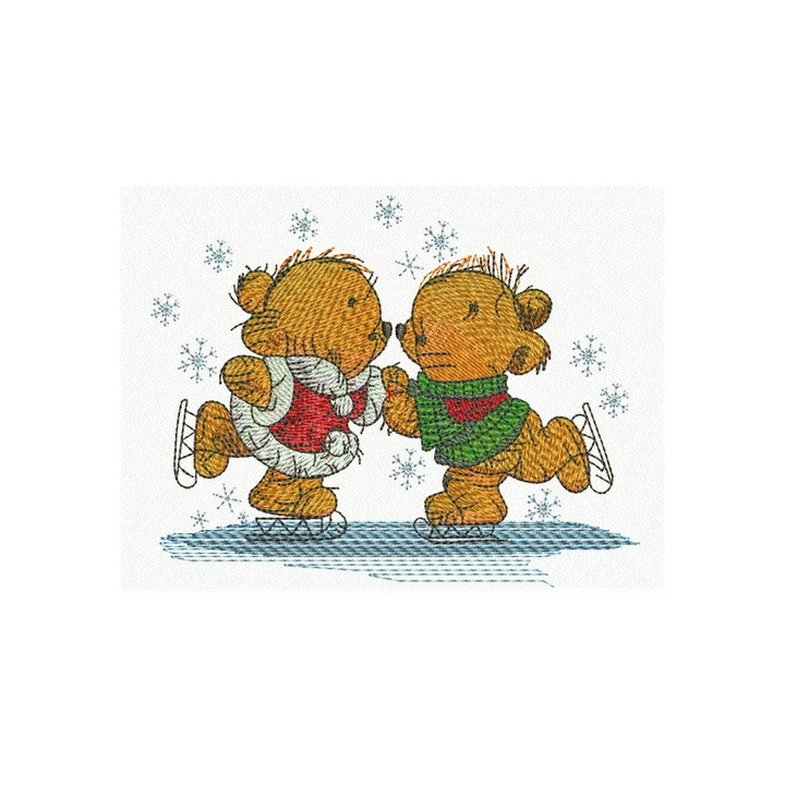 Teddy bear skating embroidery design - Embroidery Design