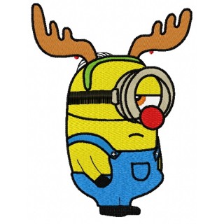 Minion in deer costume embroidery design - Embroidery Design