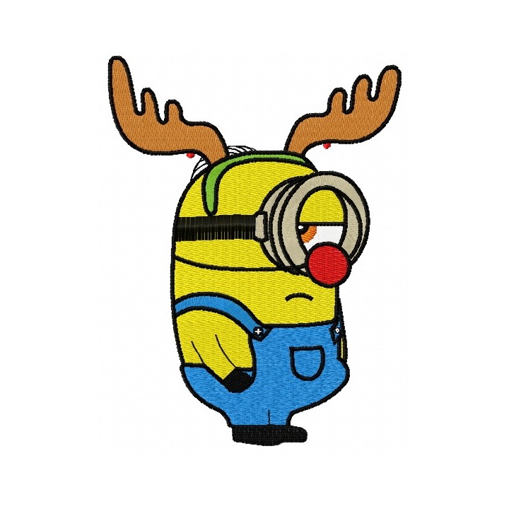 Minion in deer costume embroidery design - Embroidery Design