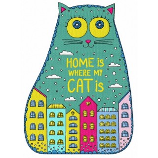 Home is where my cat is embroidery design - Embroidery Design