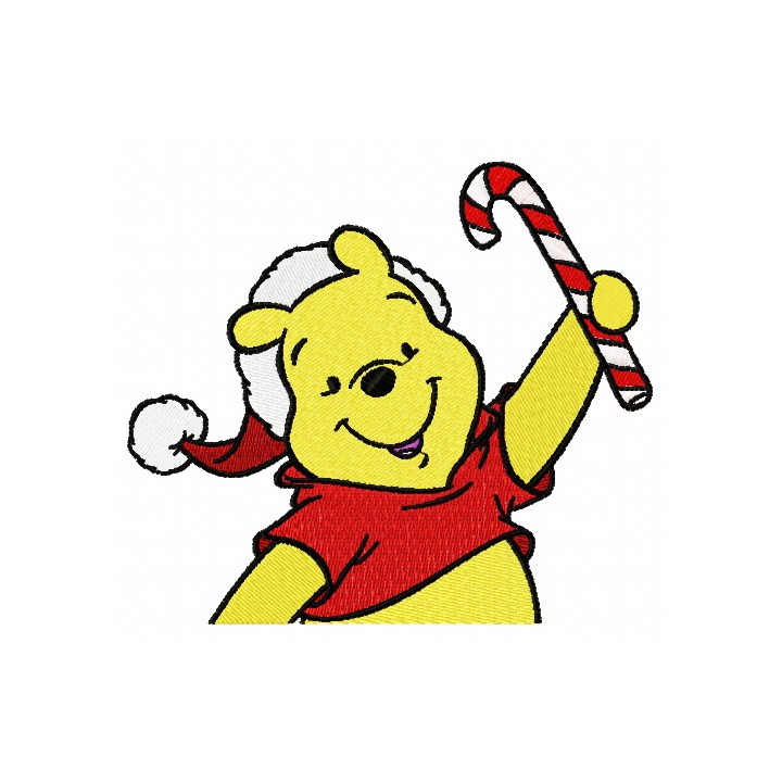 Winnie the Pooh in santa hat embroidery design - Embroidery Design