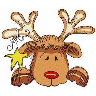 Sad Christmas deer embroidery design - Embroidery Design