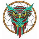 Preview of the Owl Dreamcatcher 2 embroidery design, featuring intricate owl motifs and dreamcatcher elements.