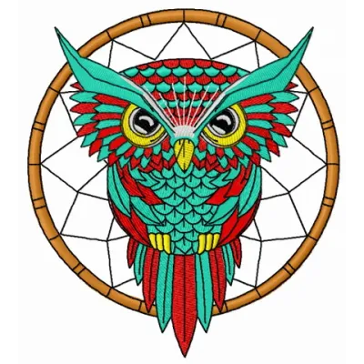 Preview of the Owl Dreamcatcher 2 embroidery design, featuring intricate owl motifs and dreamcatcher elements.