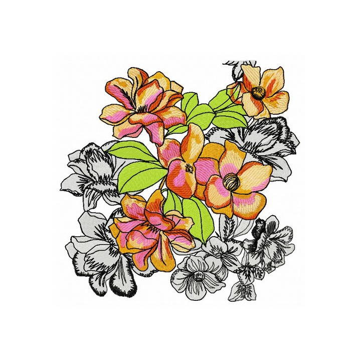 Garden flowers embroidery design - Embroidery Design