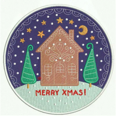 Preview of the Gingerbread House 14 embroidery design showcasing a festive gingerbread house pattern.