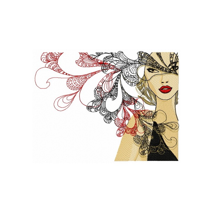 Stylish girl embroidery design - Embroidery Design