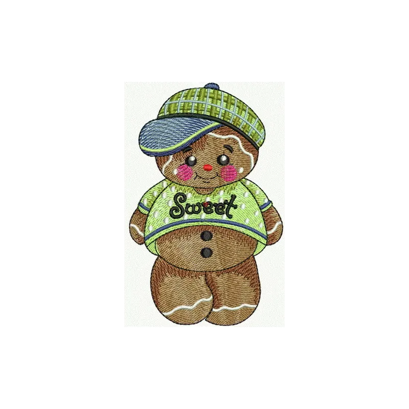 Preview of Gingerbread Boy 2 embroidery design featuring a charming gingerbread figure for festive stitching projects.