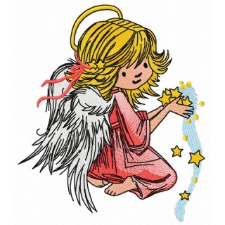 Angel with star dust 2 embroidery design - Embroidery Design
