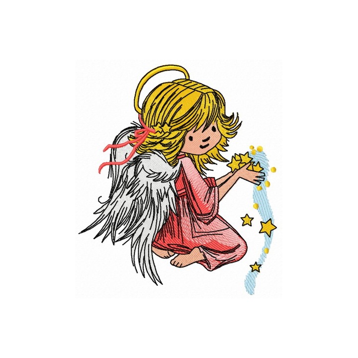 Angel with star dust 2 embroidery design - Embroidery Design