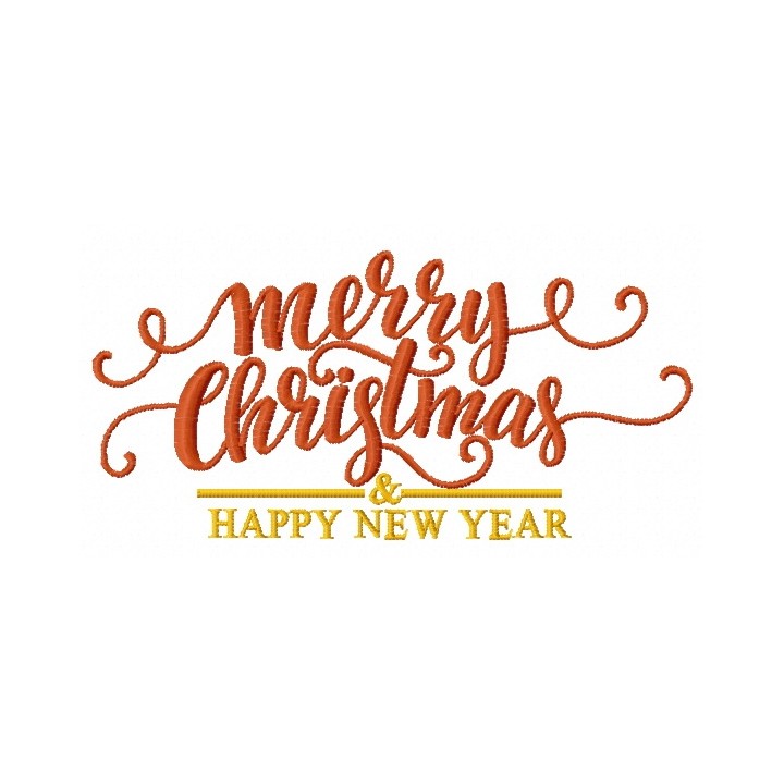 Merry Christmas and Happy New Year 2 embroidery design - Embroidery Design