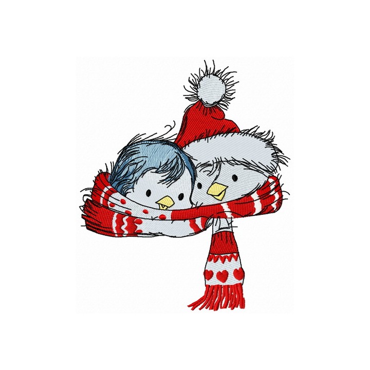 Penguin's Christmas time 2 embroidery design - Embroidery Design