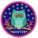 Winter owl embroidery design featuring a charming owl motif, ideal for stitching on winter apparel and decor.