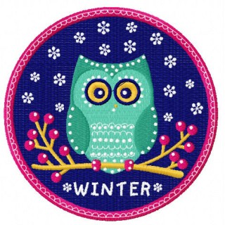 Winter owl embroidery design - Embroidery Design